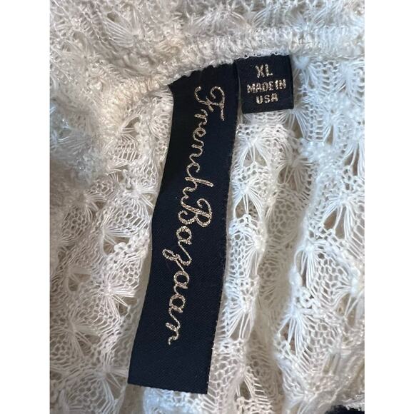 French Bazaar Open-Knit Sweater Women XL Ivory Long Open Cardigan Cottage Boho - Picture 4 of 5